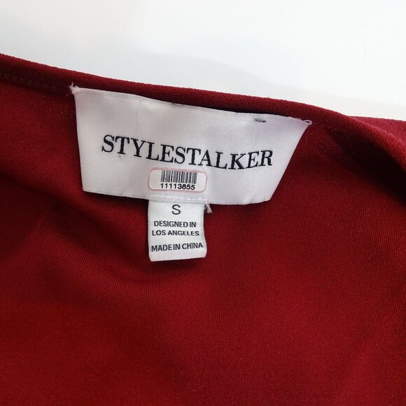 Stylestalker Women Burgundy Red Ruffle Wrap Dress Size S Short Sleeve Party - Picture 5 of 12
